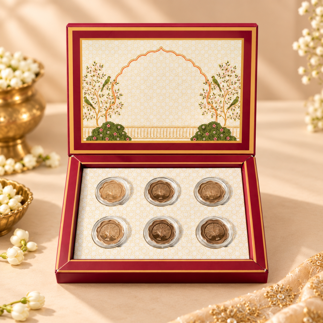 Premium 999 Pure Silver Flower Banyan Tree Gift Coin Set of 6 (2g Each)
