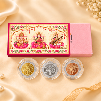 Diwali Gifts – 15g 999 Pure Silver Banyan Tree Coin Flower Shape