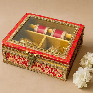 Regal Red Bridal Chooda, Kaleera & Bangle 3-in-1 Box (Box Only) - Ships Immediately