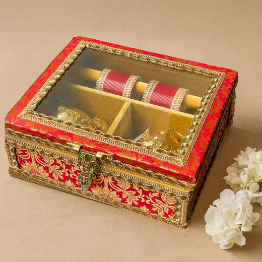Regal Red Bridal Chooda, Kaleera & Bangle 3-in-1 Box (Box Only) - Ships Immediately