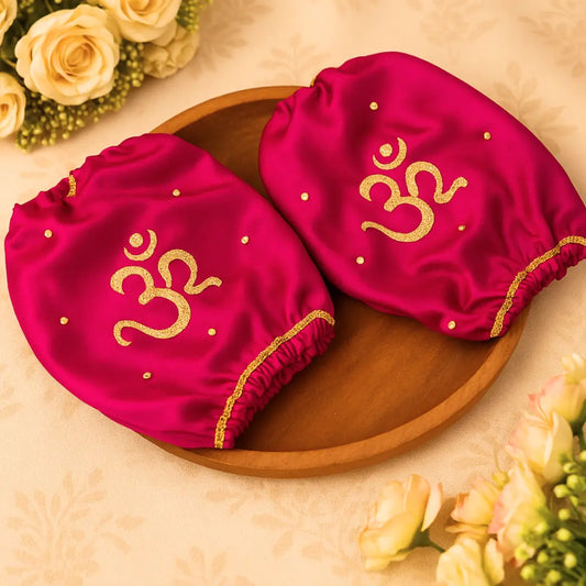 Pink Satin Chooda Cover With Om Design