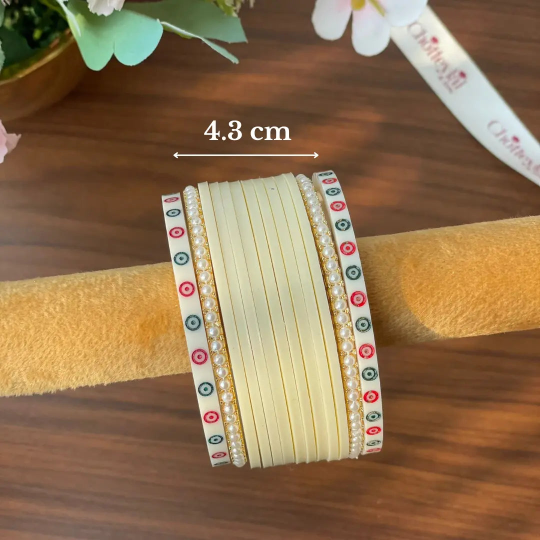 Semi Pearl Ivory Chooda Set of 11