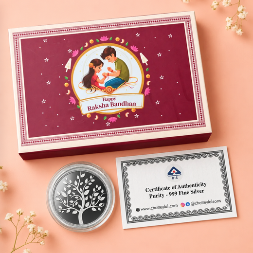 Banyan Tree 1g Silver Coin Rakhi Gift