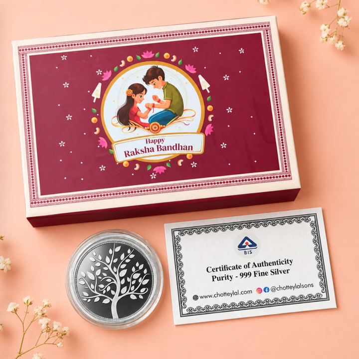 Banyan Tree 1g Silver Coin Rakhi Gift