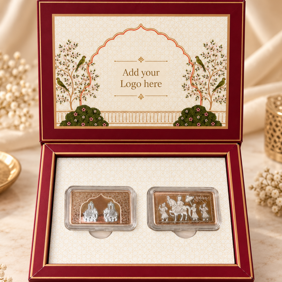 Two Elephant & Baraat Silver Coin Gift Box Set of 2 | 10g Each