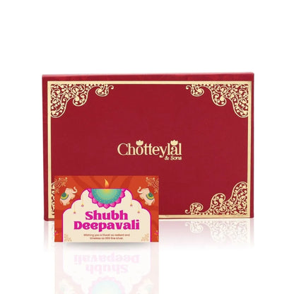 Laxmi Ganesh Ji 999 Pure Silver Coin, 10 GM with Happy Diwali Card
