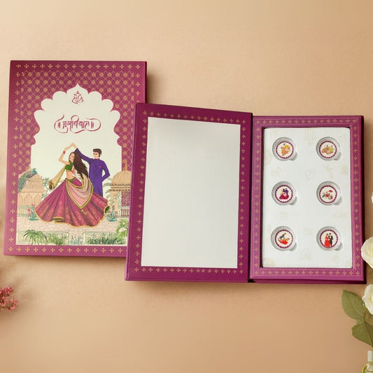 SubhVivah, Silver, Red Folder Box, 6 Coins (1 GM Each), 999 Purity Silver Coins