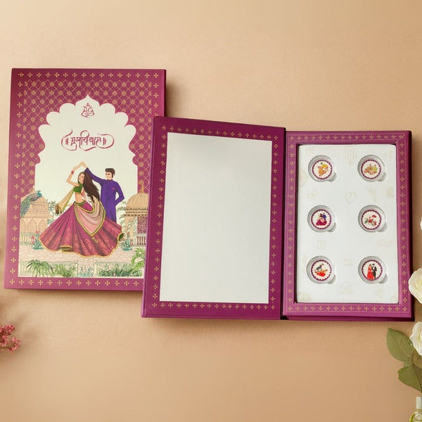 SubhVivah, Silver, Red Folder Box, 6 Coins (1 GM Each), 999 Purity Silver Coins