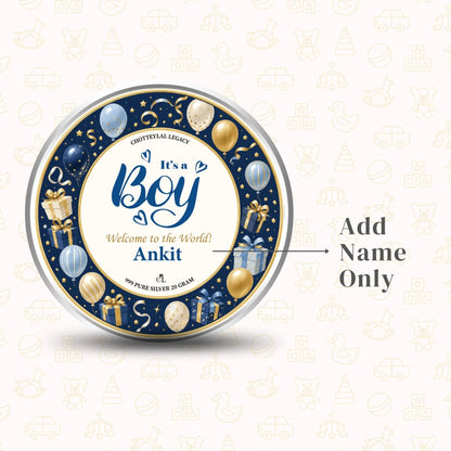 Chotteylal & Sons Customised New Born Baby Boy Silver Coin