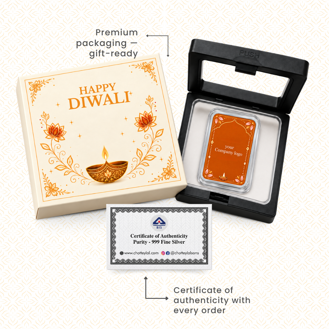 Diwali Wishes — 5g Silver Bar, Add Your Logo