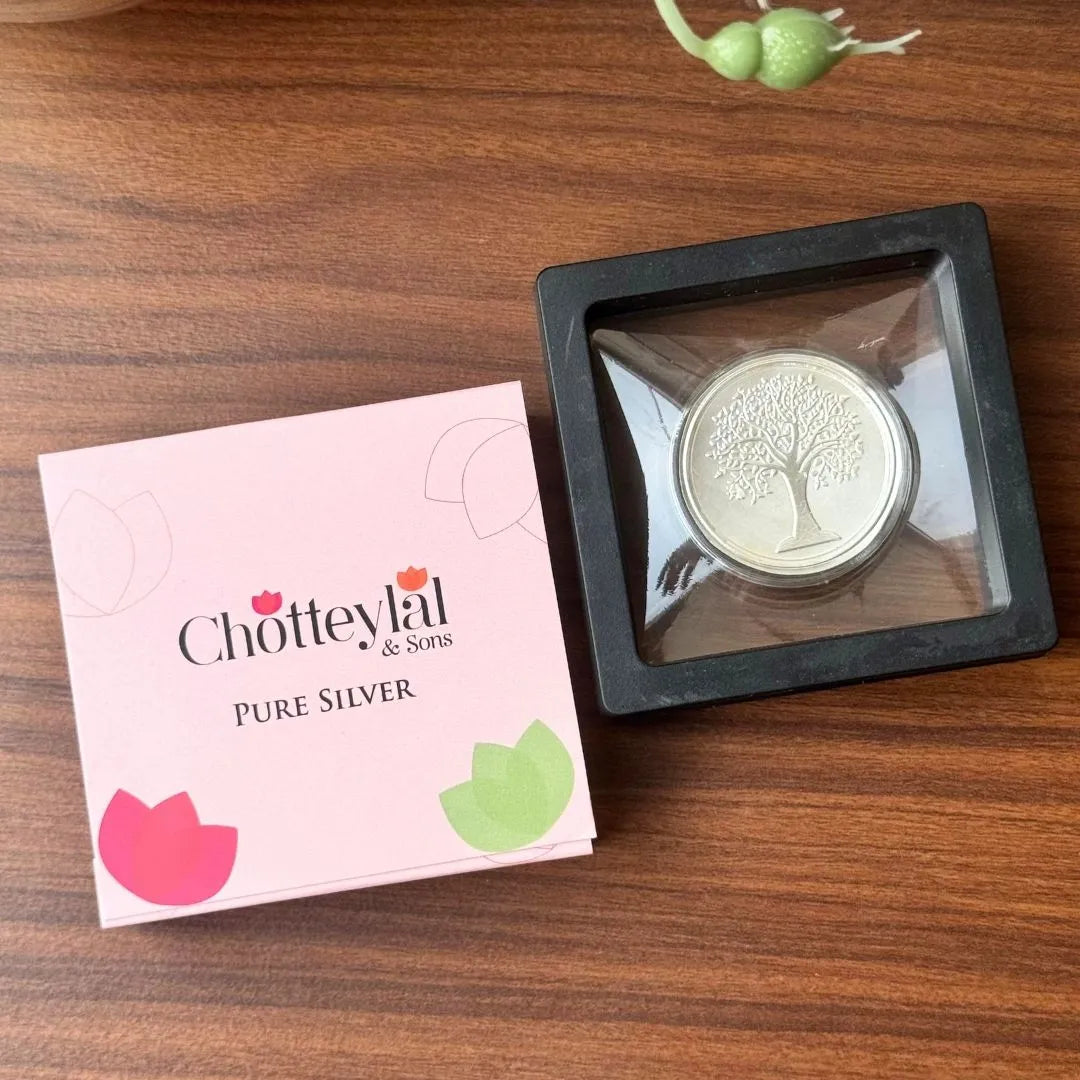 Banyan Tree, Silver, Round Shape, 1 gm, 999 Purity Silver Coin - Ready To Ship