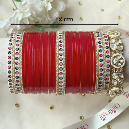 Pure Pearl Heritage Diamond Dark Red Chooda Set of 31
