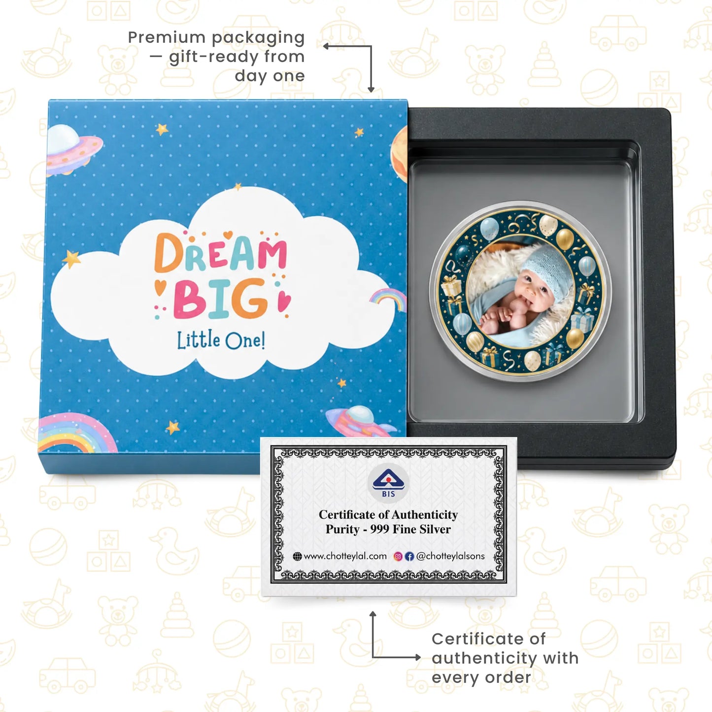 It's A Boy Silver Coin For Baby Announcements - Add Photo & Name