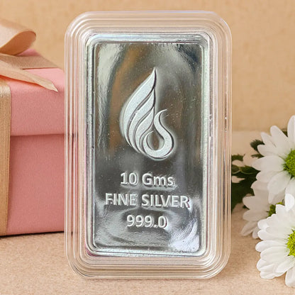 Shri Radha Krishna Ji, UV Printed, Bar Shape, Single (10 Gram), 999 Purity Silver Coin - Ready To Ship