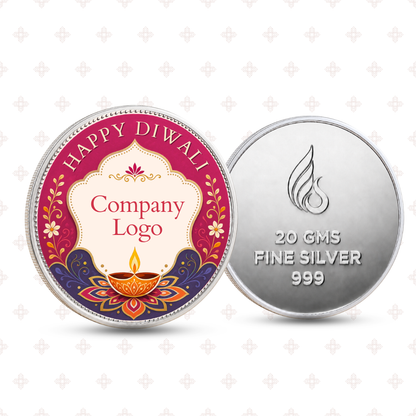 20g Diwali Silver Coin | Elegant 999 Fine Silver Corporate Gift
