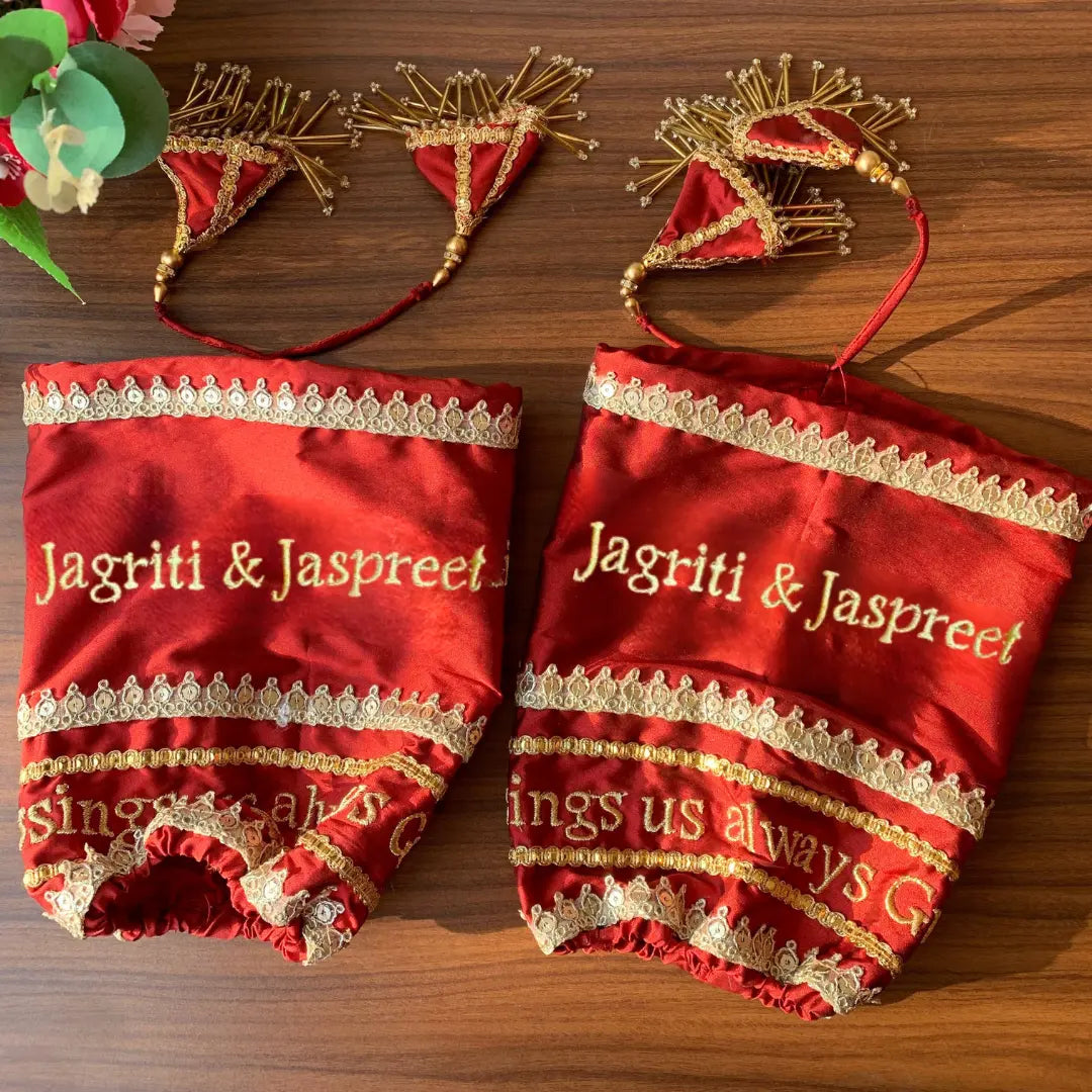 Blessings Always Guruji Red Chooda Cover – Satin Bridal Essential