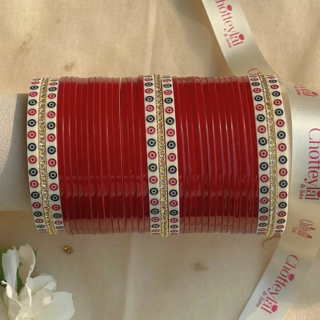 Pure Pearl Classic Heritage Diamond Maroon Chooda Set of 31