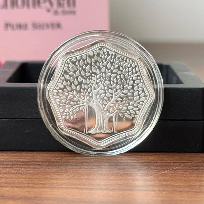 Banyan Tree, Silver, Octagon Shape, 2 gm, 999 Purity Silver Coin - Ready To Ship
