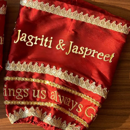 Blessings Always Guruji Red Chooda Cover – Satin Bridal Essential