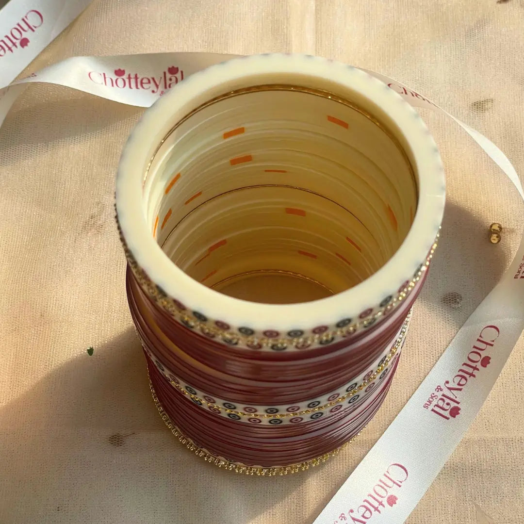 Pure Pearl Classic Heritage Diamond Maroon Chooda Set of 31