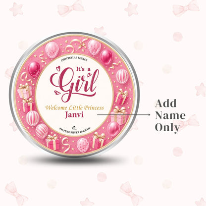 Chotteylal & Sons Customised New Born Baby Girl Silver Coin