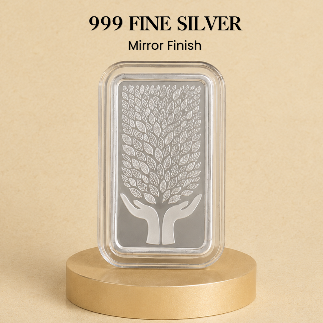 A Century of Blessings – 100g 999 Silver Leaf In Hand Bar