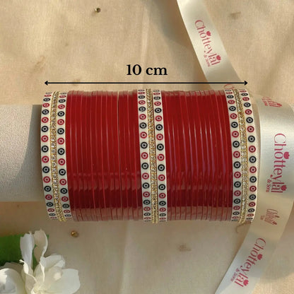 Pure Pearl Classic Heritage Diamond Maroon Chooda Set of 31