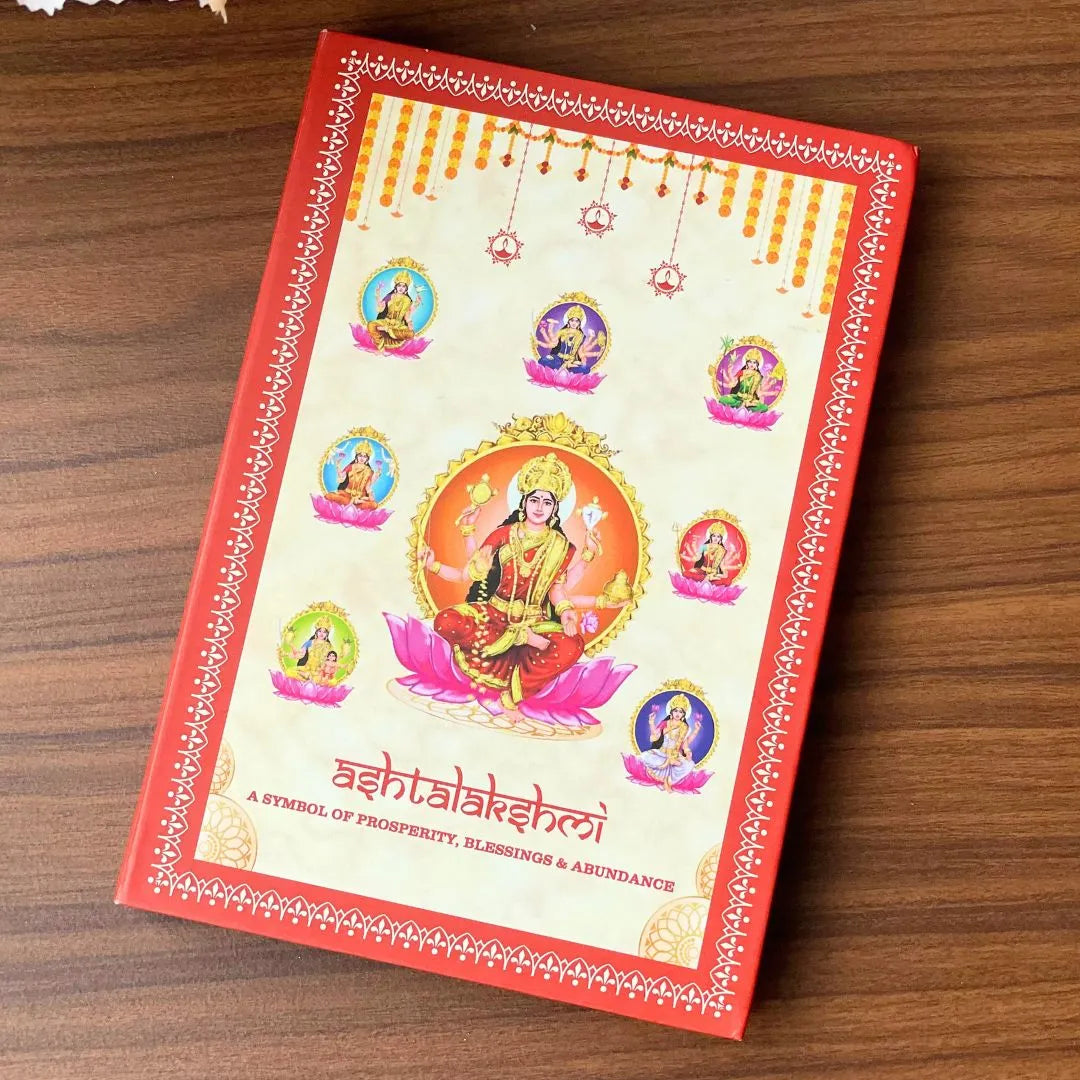 Ashtalakshmi Ji, Silver, Folder Box, 8 Coin (1 gm Each), 999 Purity Silver Coins