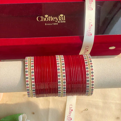 Pure Pearl Classic Heritage Diamond Maroon Chooda Set of 31