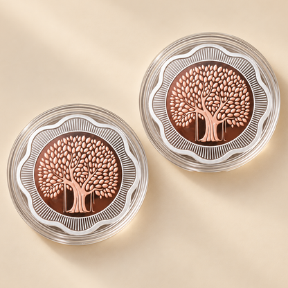Banyan Tree, Rose Gold, Floral Shape - Set of 2 Coins (50 g Each, Total 100 g)