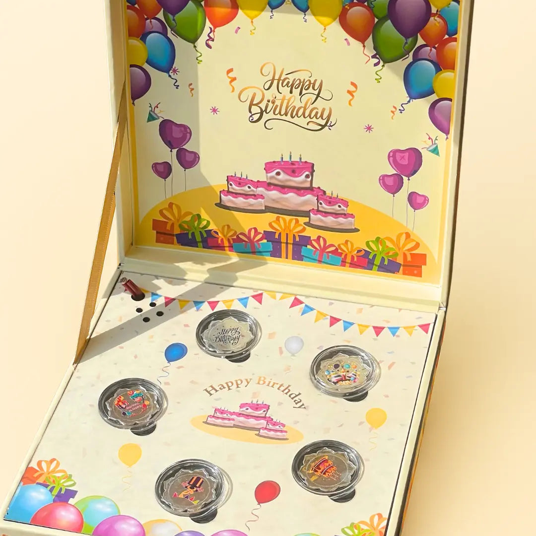 Musical Happy Birthday Classic Melody Coin Box, Round Shape, 999 Purity - Ready To Ship