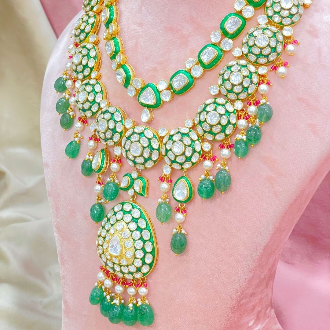 Statement Multi-Layered Polki Necklace Set Chotteylal Sons