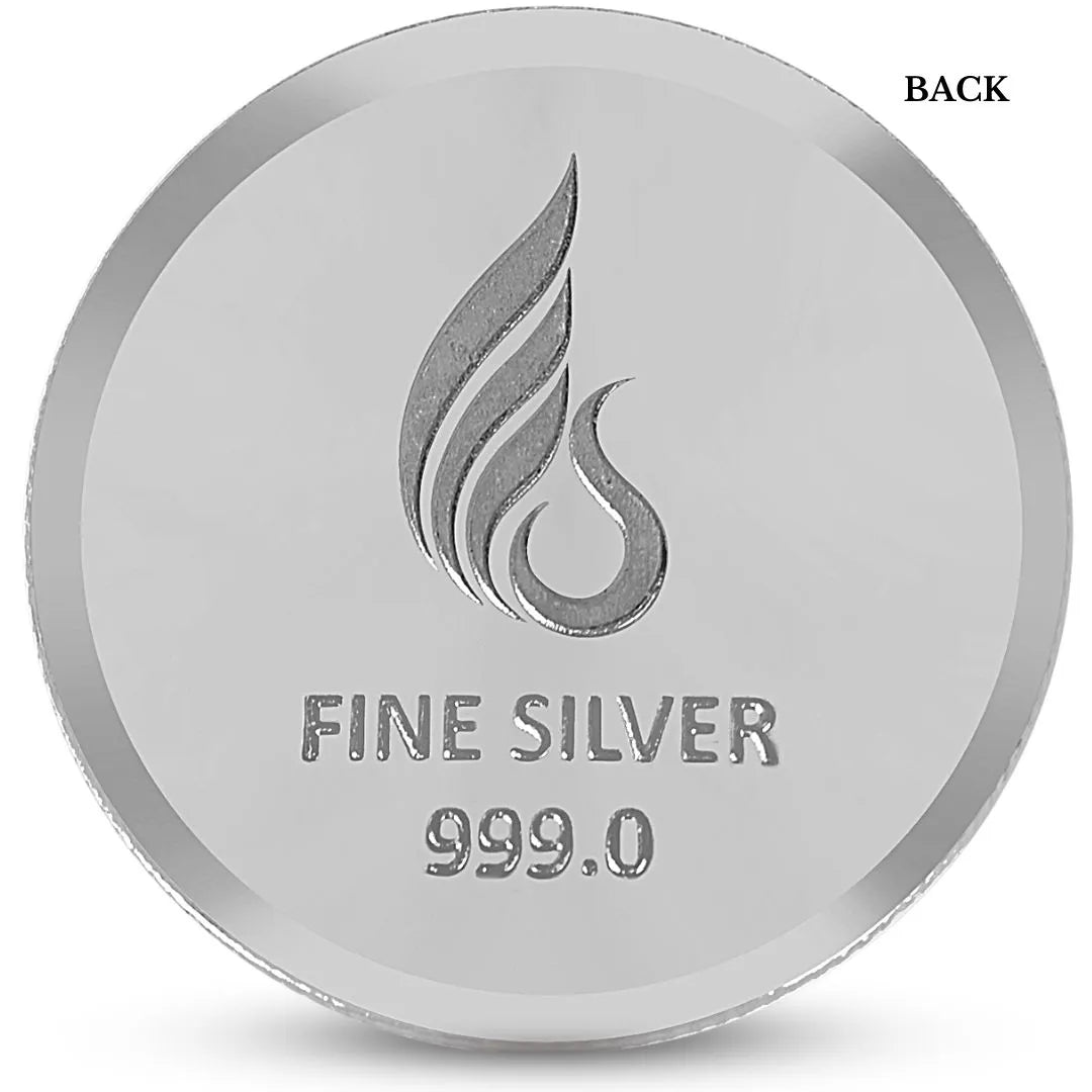 Banyan Tree Design, Silver Finish, Round Shape, Set of 3 Coins (3 Gram Each), Shubh Deepawali Packaging999 Purity Silver Coin - Ready To Ship