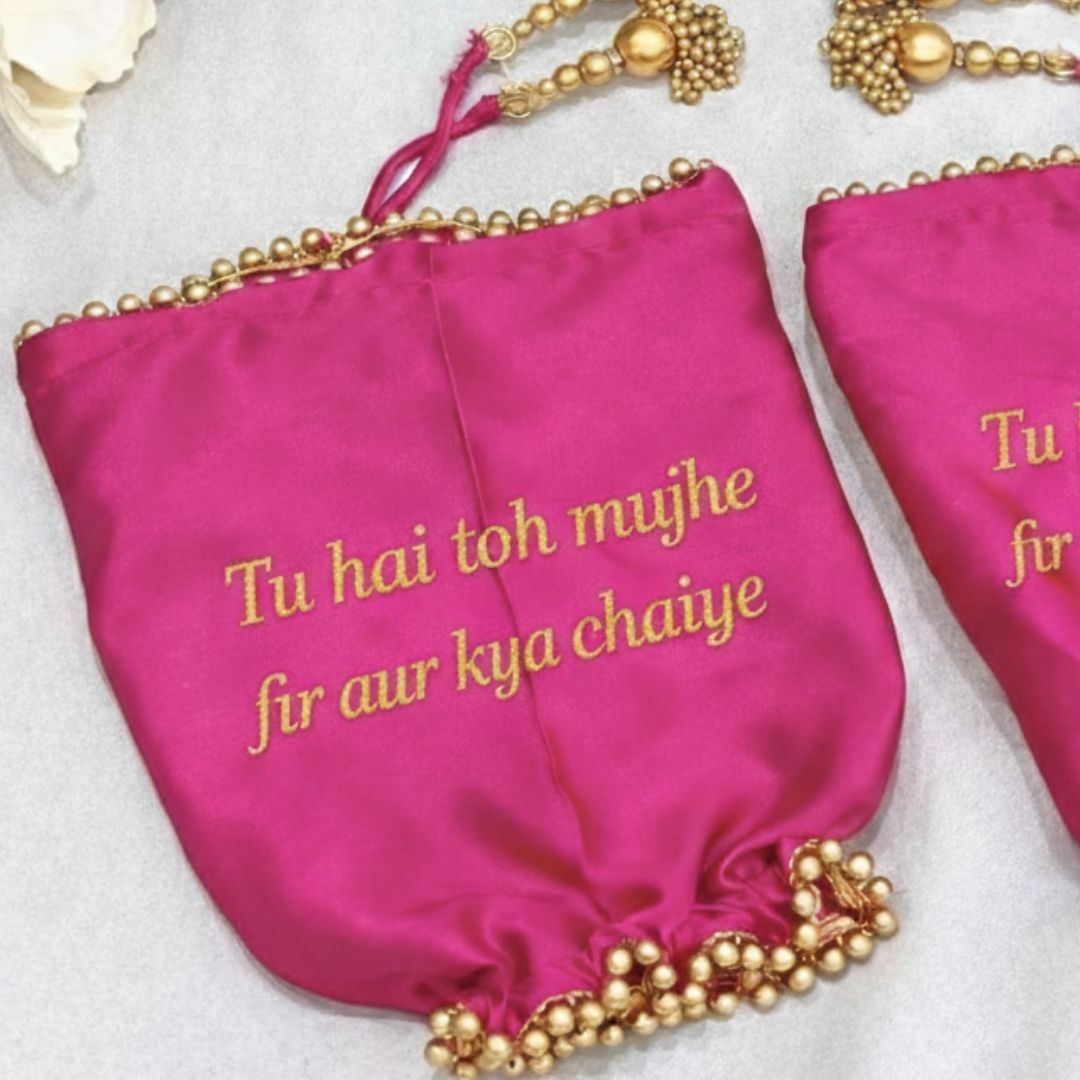 Parineeti With Pearl Beads Pink Chooda Cover With 2 Line Taxt