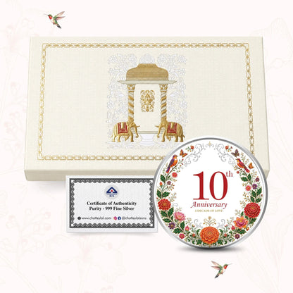 Chotteylal & Sons Customised 10th Anniversary Silver Coin