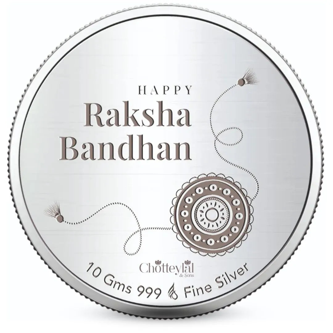 Combo: Happy Rakhi Gift - Brother Sister Coin (10 Gram) + 2 Rakhi - 999 Purity Silver Coin