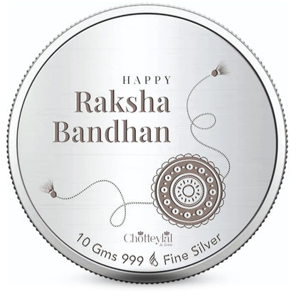 Combo: Happy Rakhi Gift - Brother Sister Coin (10 Gram) + 2 Rakhi - 999 Purity Silver Coin