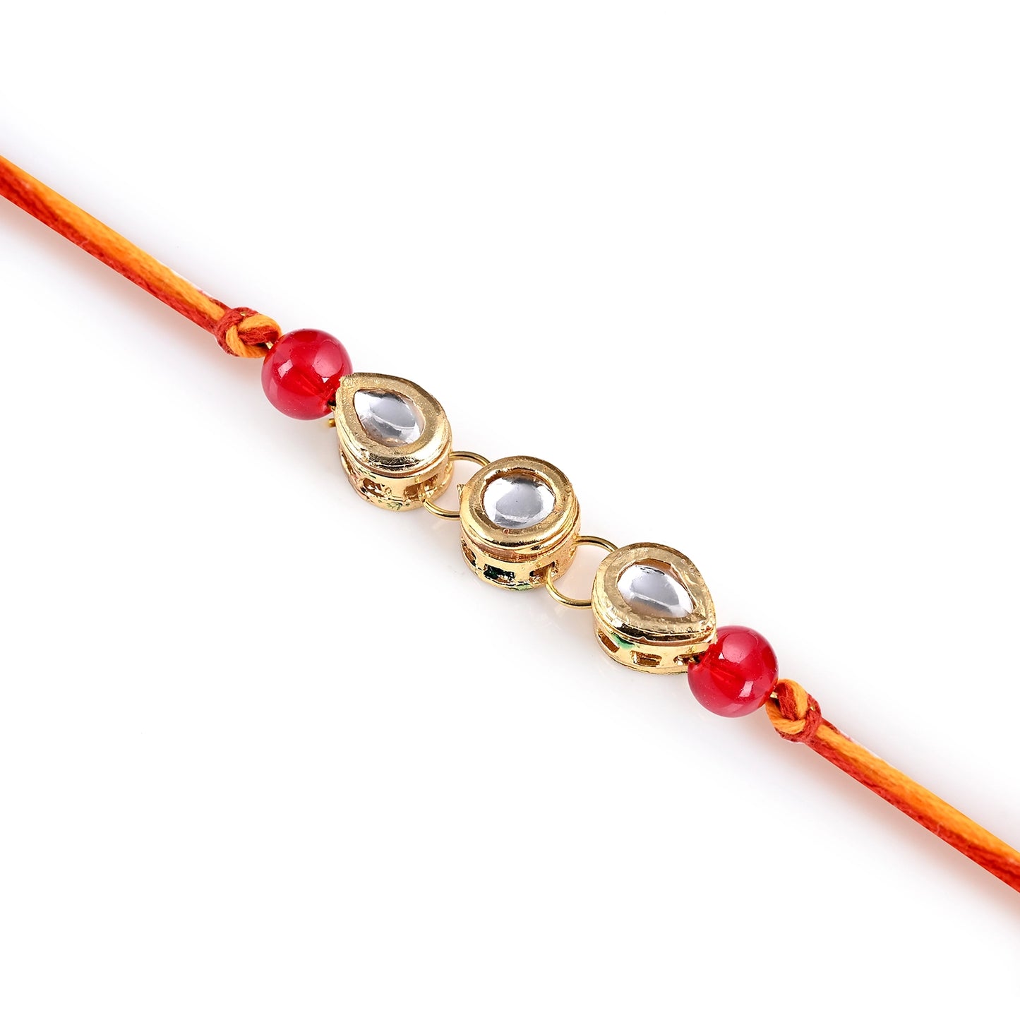 Pair Rakhi - Beatiful Kundan Oval Shape Rakhi