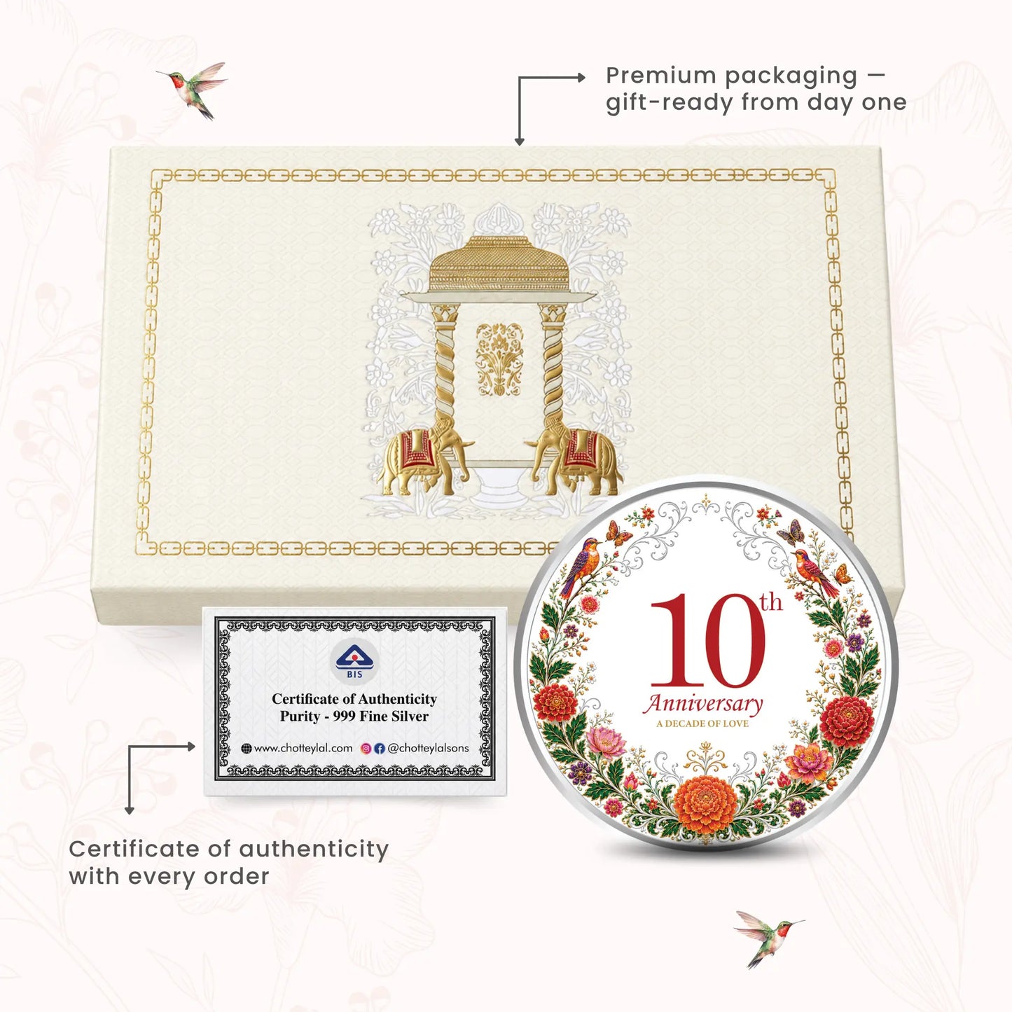 10th Anniversary Silver Coin — Personalize Message For Couples/Corporate Milestones