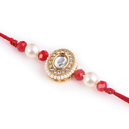 Pair Rakhi - Beatiful Kundan Oval Shape Rakhi