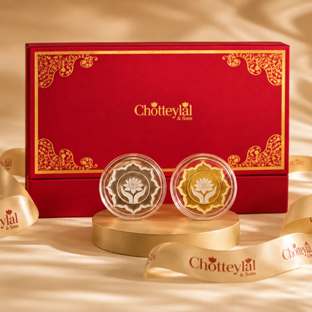 Best Wishes Lotus Box, Lotus Shape Coin & Design - Set of 2 Coins (5 g Each, Total 10 g)