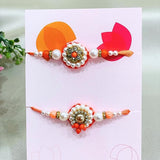 Men's Rakhi - Set of 2 Orange and Pearl Beads