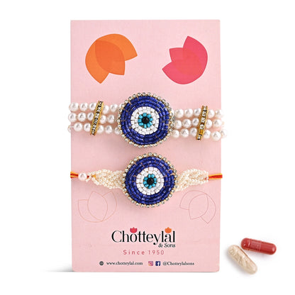 Pair Rakhi - Evil Eye  Rakhi  With Pearls