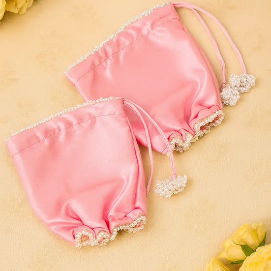 Parineeti Chopra Inspired Baby Pink Satin Chooda Cover With Pearl Beads