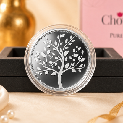 Banyan Tree, Silver, Round Shape, 1 g