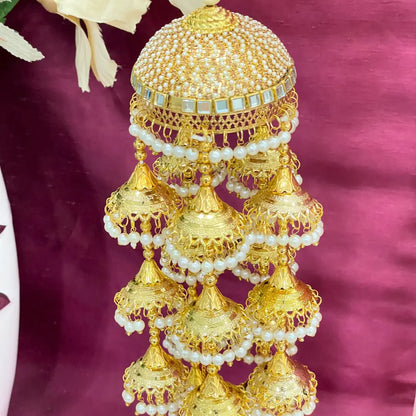 Golden Ghungroo Antique Dome Bridal Kaleera - Customised with Butterfly Motifs