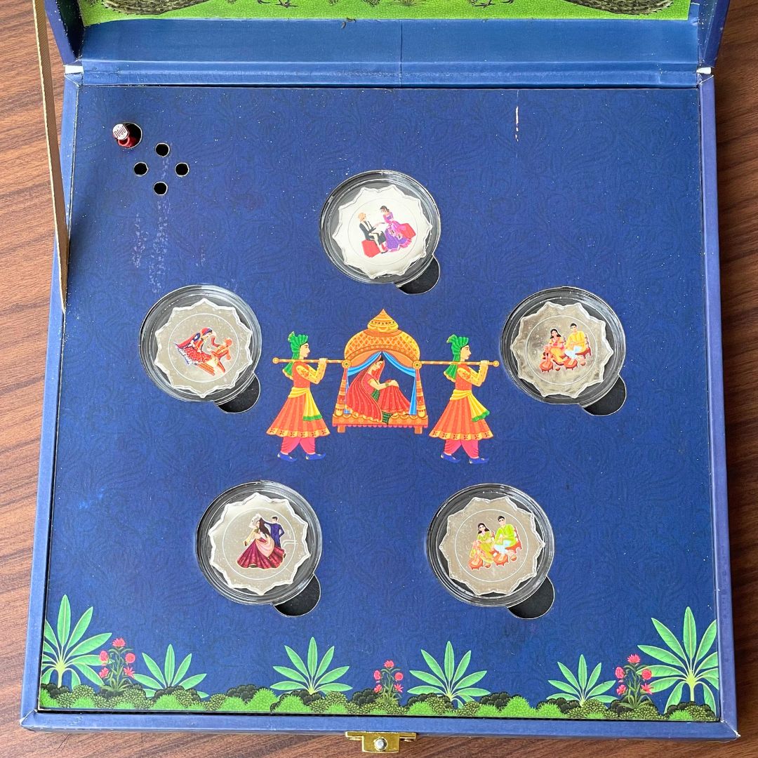 Musical 7 Vachan Baraati Coin Box Set, Round Shape, 999 Purity - Ready To Ship