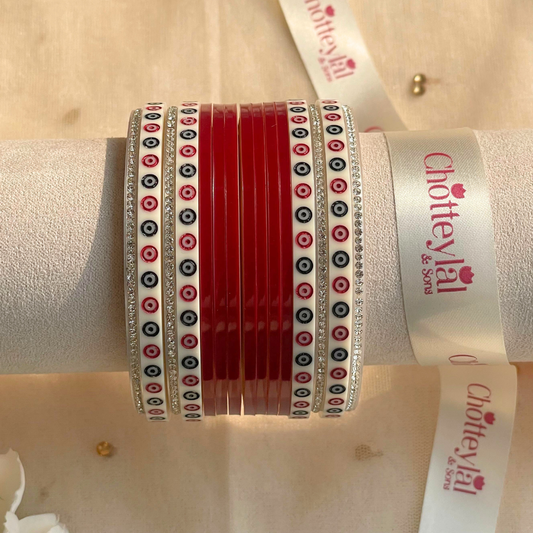 Pure Pearl Classic Heritage Diamond Maroon Chooda – Set of 11