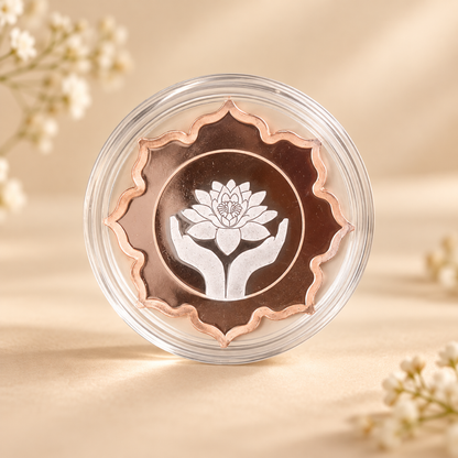 Lotus In Hand, Rose Gold, Lotus Shape - Set of 2 Coins (50 g Each, Total 100 g)