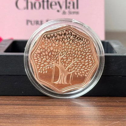 Banyan Tree, Silver, Octagon Shape, Rose gold finish, 5 gm, 999 Purity Silver Coin - Ready To Ship